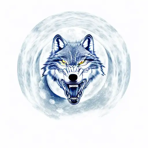 A Fierce Wolf Howling At The Moon In A Mystical Forest