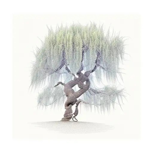 An Ancient Willow Tree With Musical Notes As Leaves