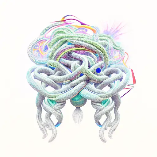 A Surrealistic Composition Featuring Intertwined Penises And Psychedelic Elements