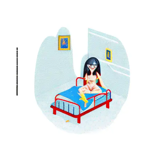 A Person Sitting On A Bed In A Dark Room