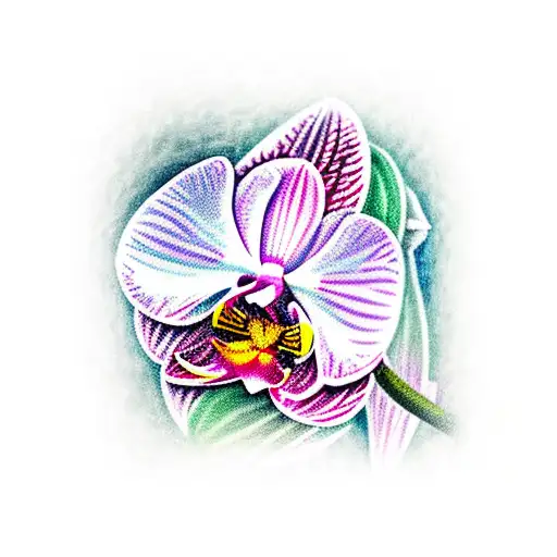 Stormy Rainforest With Light Shining In A Pink Orchid