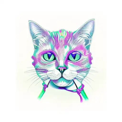 Cat Skeleton With Purple Orchids