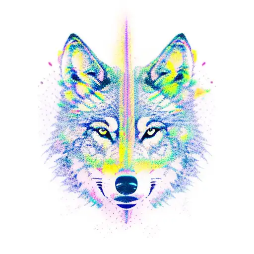 A Wolf With Wings Soaring Over Hills And Water