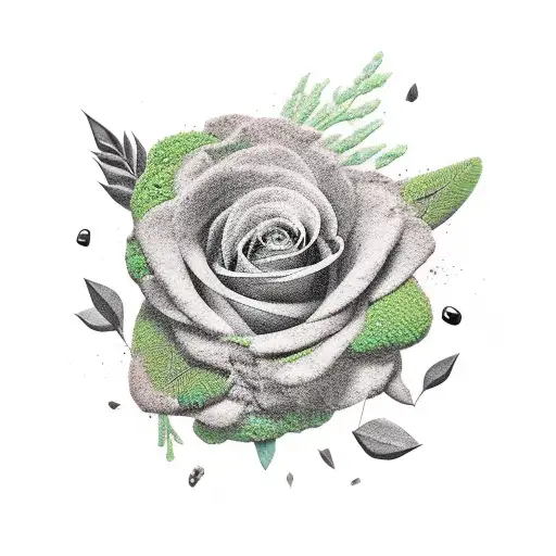 Dark And Earthy Tattoo With Flowers And Moss