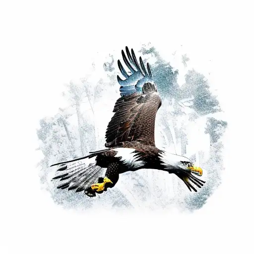 Eagle Flying In Woods
