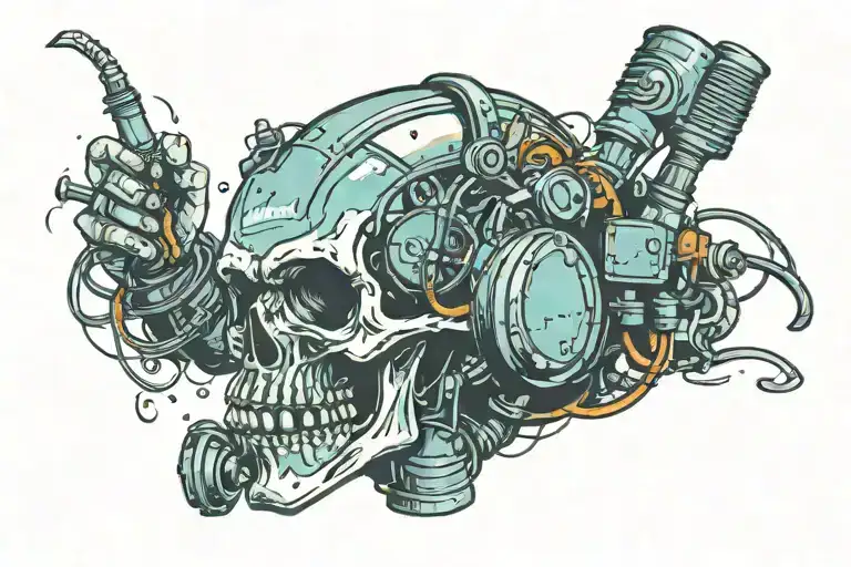 Diving Welder Creating A Skull Shaped