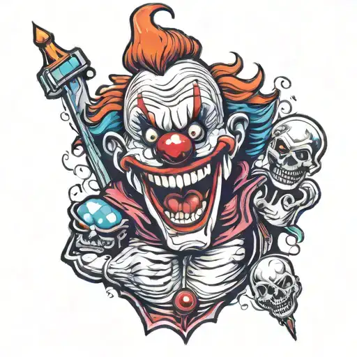 Evil Clown Holding A Severed Head