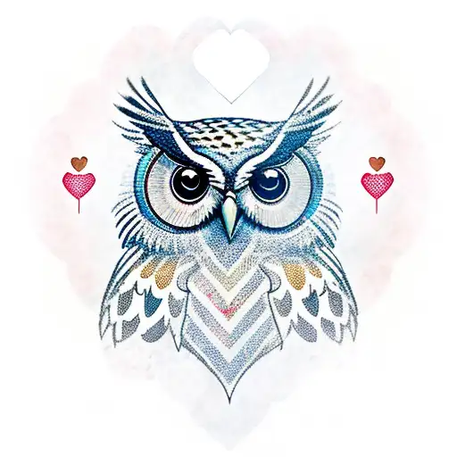 Owl In A Half Heart
