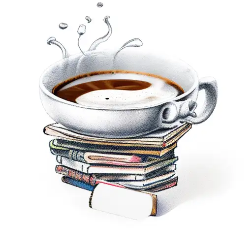 A Cup Of Coffee On A Pile Of Ancient Books