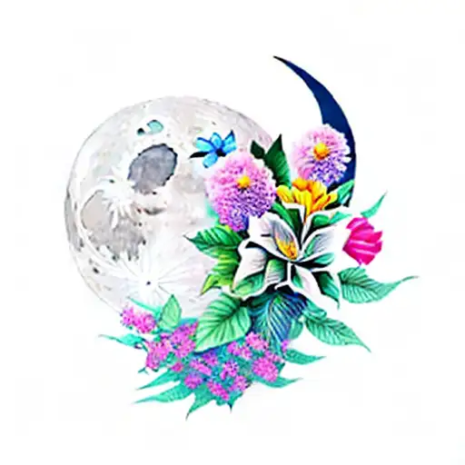 The Moon And Flowers