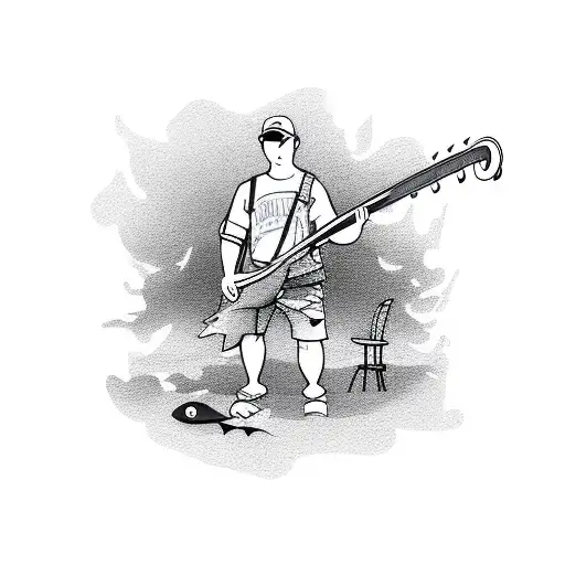 A Fisherman In Camouflage Gear With A Guitar