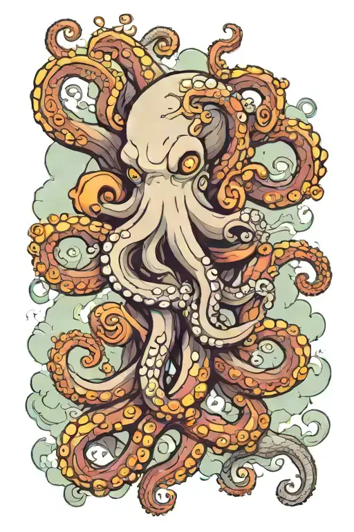 Soft Oriental Clouds And Octopus