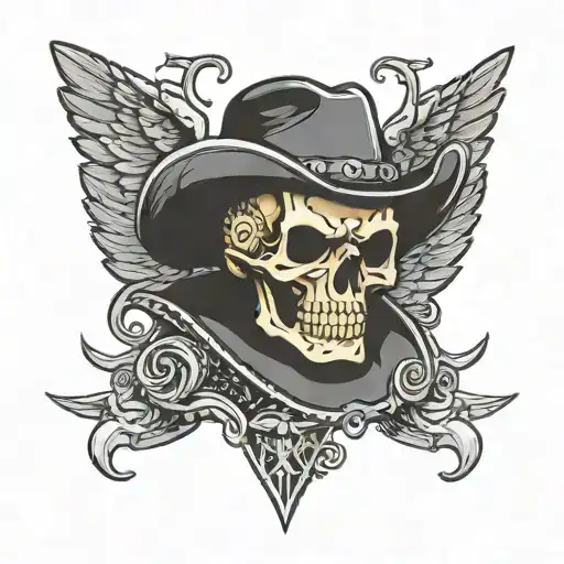 Black Cowboy Hat With Wings And Date Of Death I