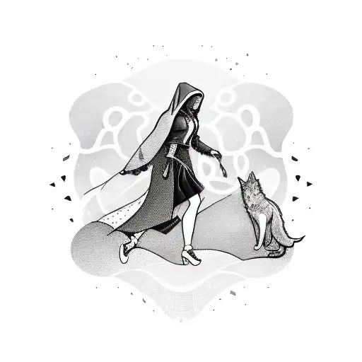 A Red Riding Hood And The Woolf In On Person