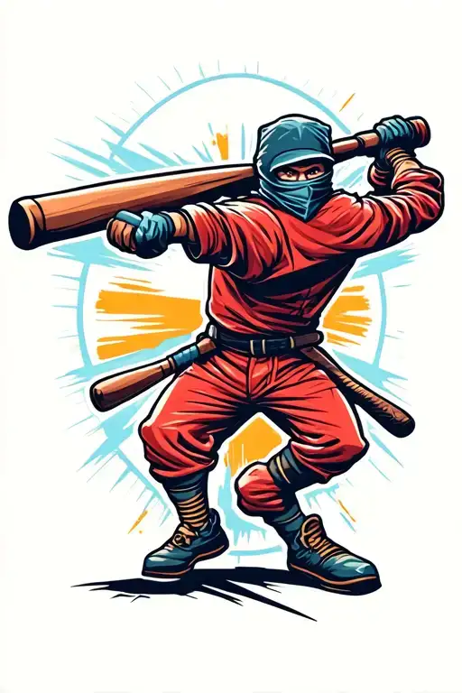 Ninja Swinging A Baseball Bat