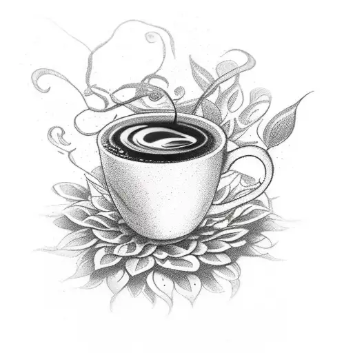 A Big Pile Of Ancient Books With One Cup Of Coffee And Some Flower Tendrils