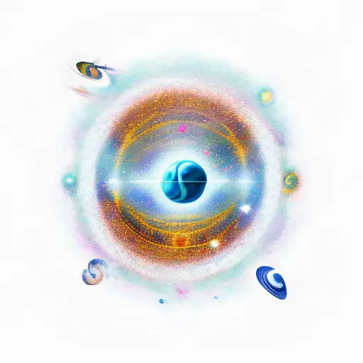 A Cosmic Scene With Planets And Galaxies Swirling Around A Nurse's Symbol