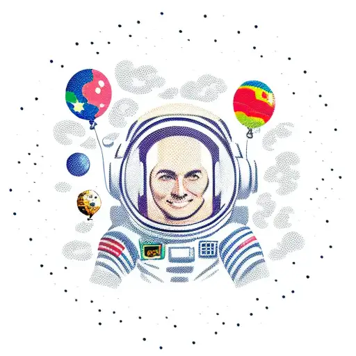Astronaut With Planet Balloons