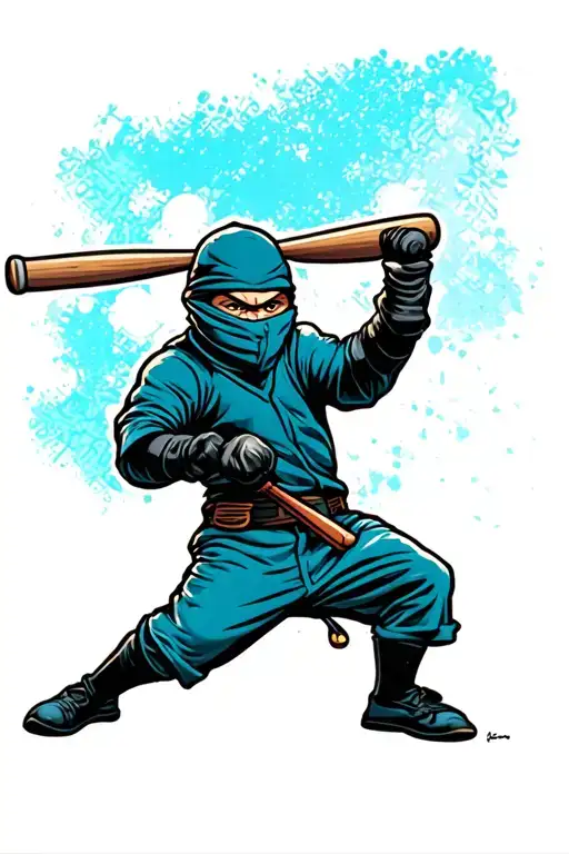 Ninja Swinging A Baseball Bat