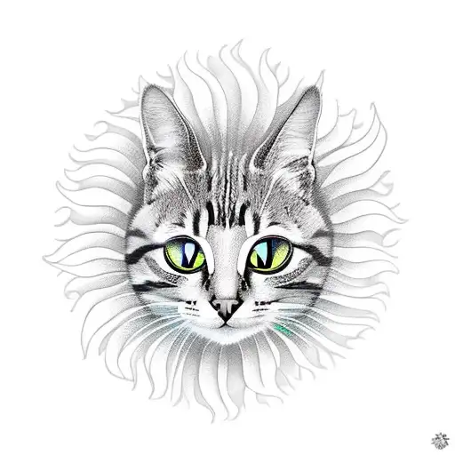 New School Cat Holding Sun Flower