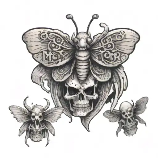 Moth With Skull On Back And Words Memento Mori