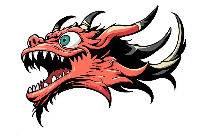 Japanesse Demon With Big Mouth And Crazy Eyes