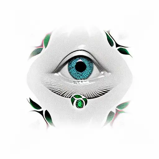 Lotus With Emerald Snake Eye In The Center