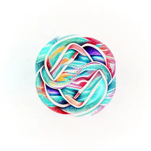 Abstract Ocean Waves Intertwined With Norse Symbols