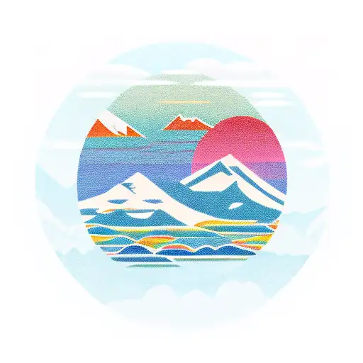 Lake With Mountain And Sunset