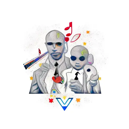 A Tattoo Design Representing The Bond Between Fatherhood And Music