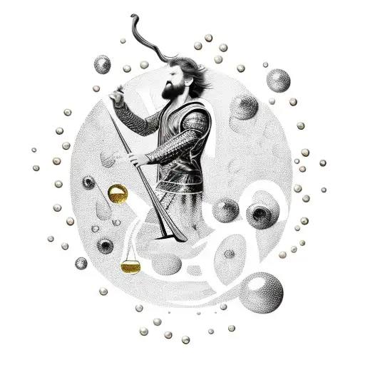 Norse God Playing A Musical Instrument Surrounded By Champagne Bubbles