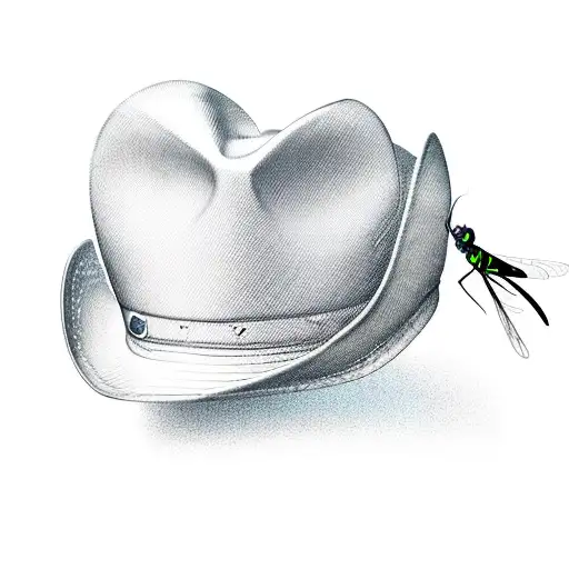 A Heart-shaped Cowboy Hat With A Dragonfly Perched On Top