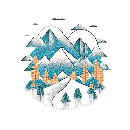 Mountain With A River And Lake