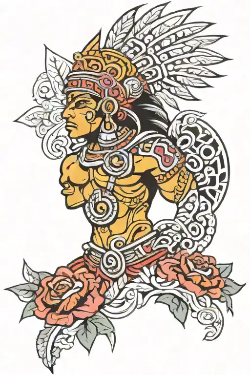 Flowers And Aztec Warrior