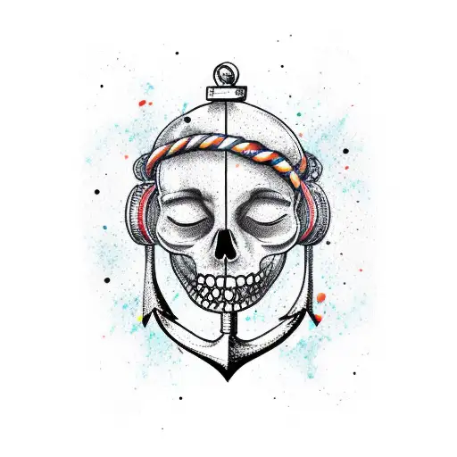 A Broken Happy Face With An Anchor In The Neck