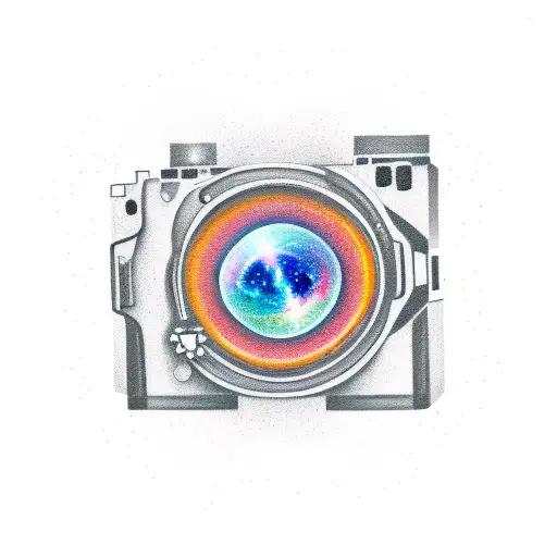 An Abstract Representation Of A Camera Shutter Opening Into A Galaxy