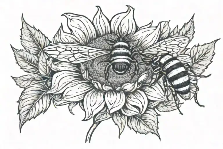 Sunflower And Honey Bee