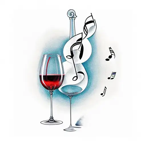 Wine Glass And Music Notes