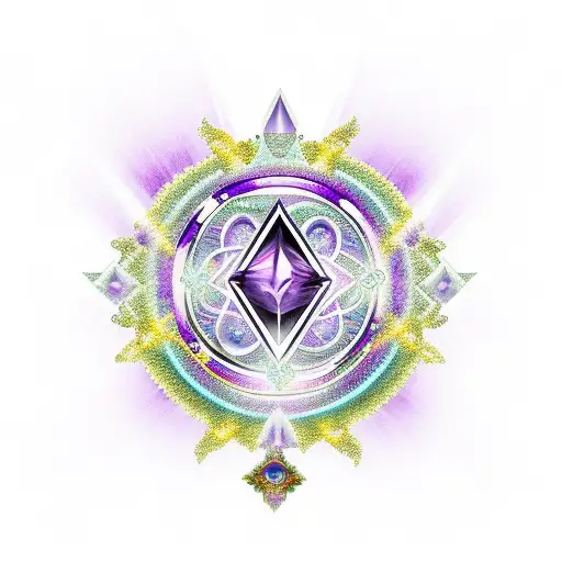 Purple Crystal Adorned With Spiritual Symbols