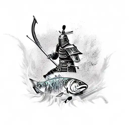 Armor Samurai With Fish Koi