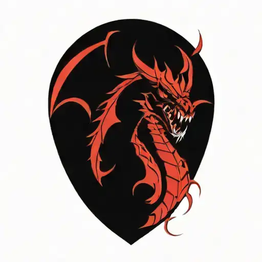 Black And Blood Red And White Dragon