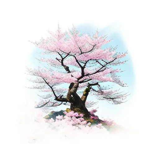 Samurai In Front Of A Sakura Tree