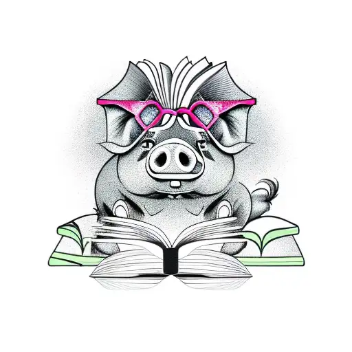 Pig Reading A Book