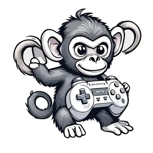 A Cute Monkey Holding A Gaming Controller