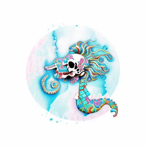 Skull With Seahorse