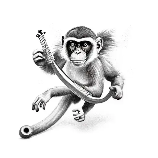 Monkey Running With A Banjo