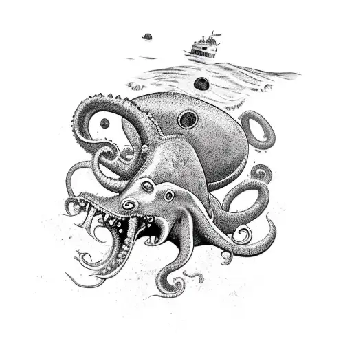 Submarine Being Attacked By A Kraken