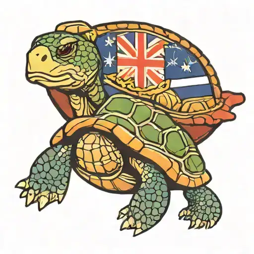 Cape Verde Flag With A Turtle