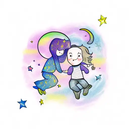 Stars And Moon Tribute To Children Luna And Harry