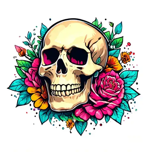 A Colorful Skull Full Sleeve